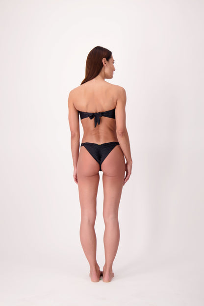 Sirena Satin Bikini Bottom With Macramé Side Straps