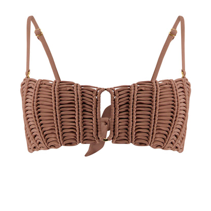 Sirena Macramé Satin Bandeau Top