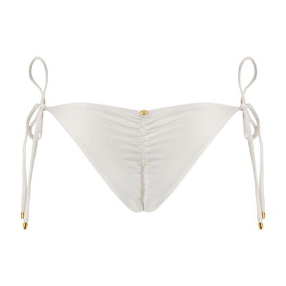 Cariño Side Tie Ruched Satin Bikini Bottom
