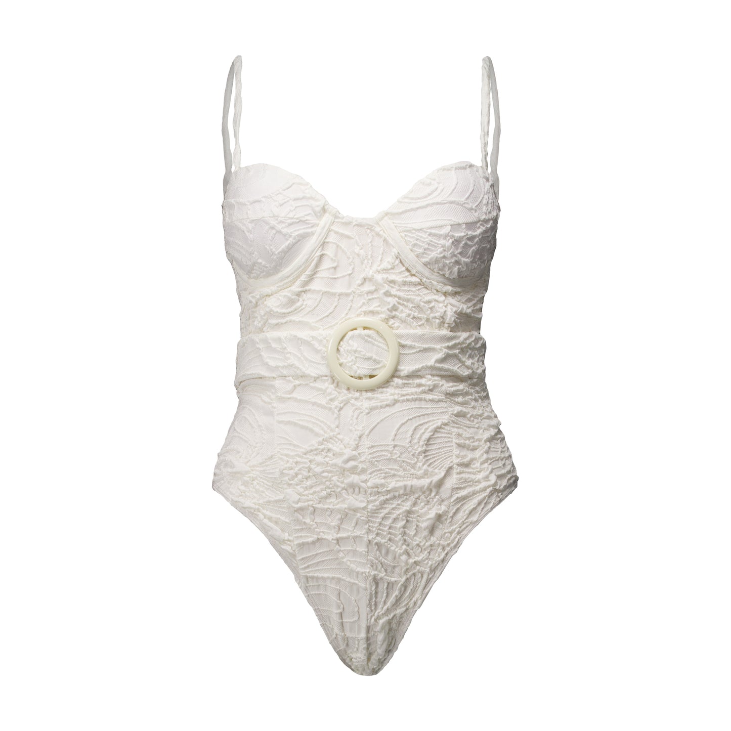 Margaux White Textured Floral One-Piece Swimsuit