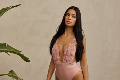 Sirena Macramé Satin One-Piece